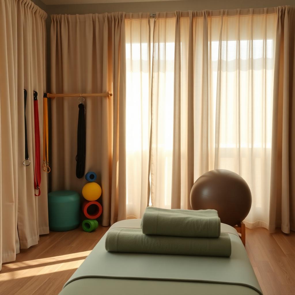 Sunlit physiotherapy treatment room