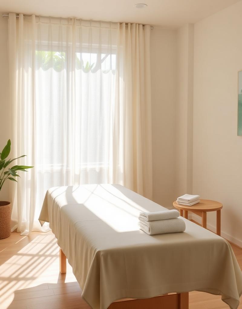Sunlit physiotherapy treatment room
